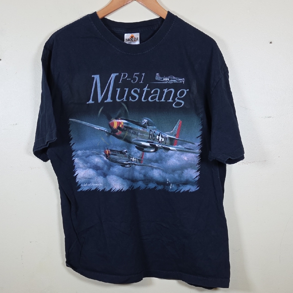 Vintage P-51 Mustang Fighter Jet T Shirt – Diamond Star Tag Men’s XL